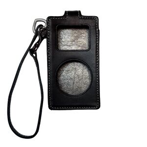 Coach Vintage Black Leather iPod Case With Strap Y2K